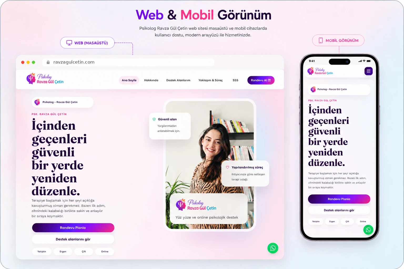 Psikolog Ravza Gül Çetin web sitesi önizlemesi